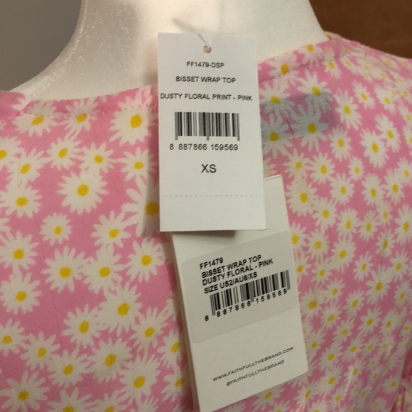 🌼 Faithfull The Brand 🌼 NWT Bisset Top in Dusty Floral Print XS Barbie Pink 🎀 - Picture 9 of 12